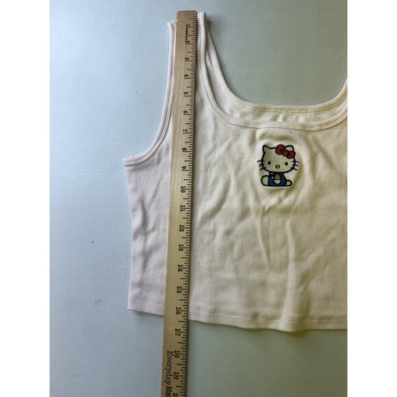 Hello Kitty Sanrio Tank Top Women XL Pink Cropped Ribbed Knit Sleeveless - Picture 5 of 8